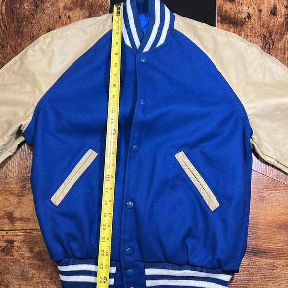 Holloway Blue and Tan Varsity Letterman Jacket